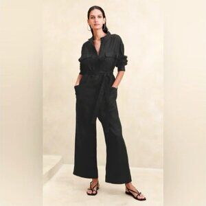 BANANA REPUBLIC Lisa Linen Wide Leg Jumpsuit - SMALL